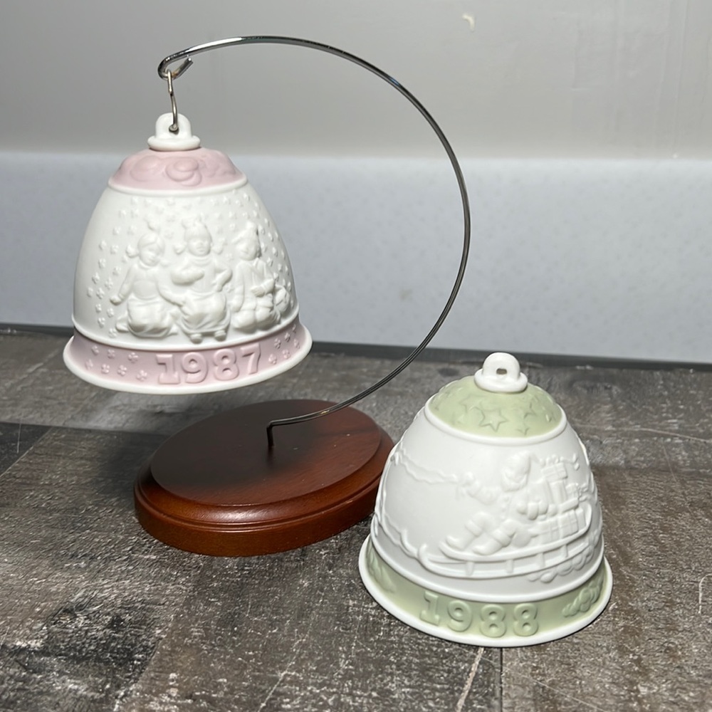 CHRISTMAS BELLS 1987 & 1988 LLADRO. Annual Christmas Bells.
